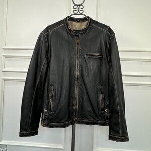 Men's Rogue Leather Jacket in distressed black size medium